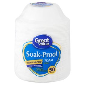 Great Value White Foam Bowls